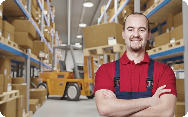 International buyer in warehouse